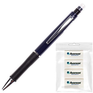 Avansas Style Versatil Uçlu Kalem 0.7 mm Mavi + Avansas 24 Silgi Beyaz 4&#039;lü Paket