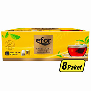 8 Paket - Efor Prime Label Bardak Poşet Çay 100'lü (1 Koli) buyuk 1