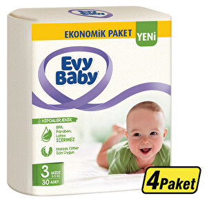 Evy Baby Bebek Bezi Midi Eko 30'lu - 4 Paket(1 Koli) | Avansas