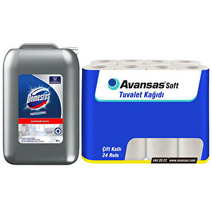 Domestos Çamaşir Suyu Banyo 10 Lt + Avansas Soft Tuvalet Kağidi 24'Lü(1 Koli) - Avantaj Paketi buyuk 1