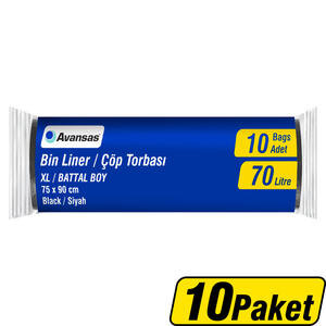 Avansas Çöp Torbası Battal Boy 75 cm x 90 cm Siyah 10'lu x 10 Paket Çok Al Az Öde