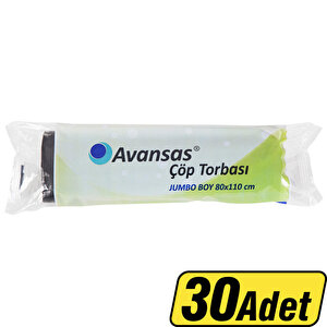 Avansas Çöp Torbası Jumbo Boy 80 cm x 110 cm Siyah 30 Rulo - Çok Al Az Öde buyuk 1