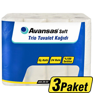 Avansas Soft Trio Pudra Kokulu Tuvalet Kağıdı 3 Katlı 24’lü - 3 Paket - Çok Al Az Öde buyuk 1