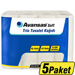 Avansas Soft Trio Pudra Kokulu Tuvalet Kağıdı 3 Katlı 24’lü - 5 Paket - Çok Al Az Öde buyuk 1