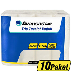 Avansas Soft Trio Pudra Kokulu Tuvalet Kağıdı 3 Katlı 24’lü - 10 Paket - Çok Al Az Öde buyuk 1