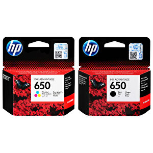 HP 650 Siyah ve Renkli 2'li Kartuş Seti (CZ101AE & CZ102AE)  buyuk 1