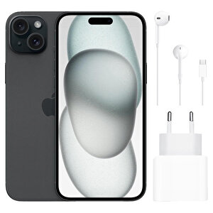 Apple iPhone 15 Plus 256GB Siyah MU183TU/A + Apple 20W USB-C Güç Adaptörü MHJE3TU/A + Apple EarPods USB-C Kulaklık MTJY3TU/A buyuk 1