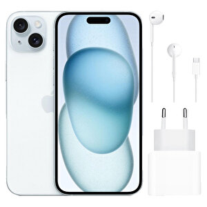 Apple iPhone 15 Plus 128GB Mavi MU163TU/A + Apple 20W USB-C Güç Adaptörü MHJE3TU/A + Apple EarPods USB-C Kulaklık MTJY3TU/A buyuk 1