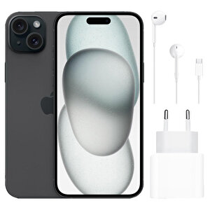 Apple iPhone 15 Plus 128GB Siyah MU0Y3TU/A + Apple 20W USB-C Güç Adaptörü MHJE3TU/A + Apple EarPods USB-C Kulaklık MTJY3TU/A buyuk 1