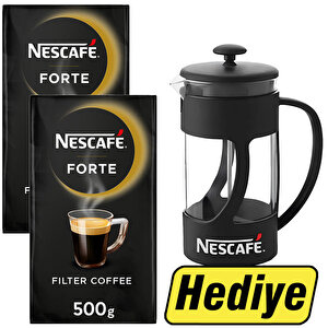 Nescafe Forte Filtre Kahve 500 gr 2 Adet + Nescafe French Press Hediye buyuk 1