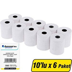 Avansas Yazarkasa / Pos Rulosu 56 mm x 16 m 44 gr/m² 5 x 10'lu Paket buyuk 1