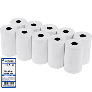 Avansas Yazarkasa / Pos Rulosu 80 mm x 30 m 55 gr/m² 5 x 10'lu Paket buyuk 1