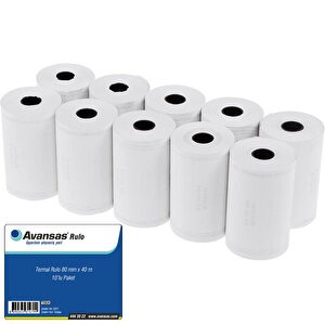 Avansas Yazarkasa / Pos Rulosu 80 mm x 40 m 55 gr/m² 5 x 10'lu Paket buyuk 1