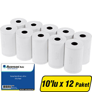 Avansas Yazarkasa / Pos Rulosu 80 mm x 40 m 55 gr/m² 10 x 10'lu Paket buyuk 1