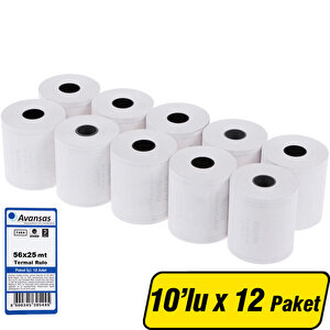 Avansas Yazarkasa / Pos Rulosu 56 mm x 25 m 55 gr/m² 10 x 10 Paket buyuk 1