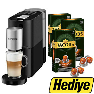 Nespresso Atelier S85 Kapsül Kahve Makinesi Siyah -Jacobs Espresso 7 Classico Kapsül Kahve 10'lu (Nespresso Uyumlu) x 3 Adet Hediye buyuk 1