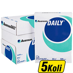 Avansas Daily A4 Fotokopi Kağıdı 80 gr 1 Koli 5 Paket (2.500 Sayfa) 5'li Koli buyuk 1