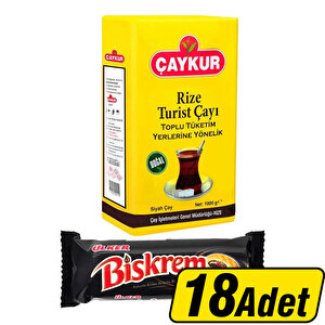 Çaykur EDT Rize Turist Dökme Çay 1000 gr - Ülker Biskrem Kakaolu Rulo 100 gr 18'li Koli buyuk 1