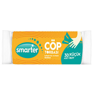 Smarter Çöp Torbası Küçük Boy 40 cm x 50 cm Şeffaf 30'lu x 25 Paket ve Smarter Çöp Kovası Küçük 10 litre buyuk 3