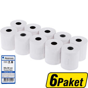 Avansas Yazarkasa / Pos Rulosu 56 mm x 30 m 55 gr/m² 10 x 6'lı Paket -  Çok Al Az Öde