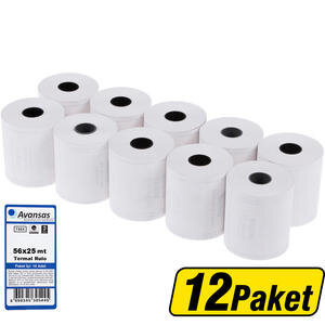 Avansas Yazarkasa / Pos Rulosu 56 mm x 25 m 55 gr/m² 10 x 12'li Paket