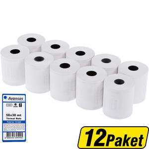 Avansas Yazarkasa / Pos Rulosu 56 mm x 30 m 55 gr/m² 10 x 12'li Paket - Çok Al Az Öde