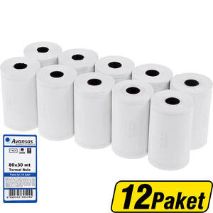 Avansas Yazarkasa / Pos Rulosu 80 mm x 30 m 55 gr/m² 10 x 12'li Paket - Çok Al Az Öde