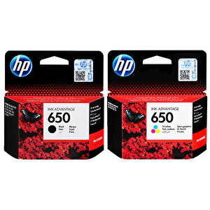 HP 650 Siyah + HP 650 Renkli Orijinal Kartuş Seti buyuk 1