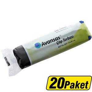 Avansas Çöp Torbası Battal Boy 75 cm x 90 cm Siyah 10 x 20'li Paket Çok Al Az Öde buyuk 1