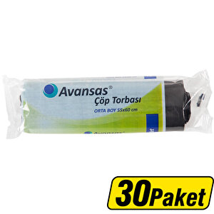 Avansas Çöp Torbası Orta Boy 55 cm x 60 cm Siyah 20 x 30'lu Paket Çok Al Az Öde buyuk 1