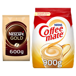 Nescafé Gold Çözünebilir Kahve 600 g + Nestle Coffee Mate 900 g Kahve Beyazlatıcı Eko Paket buyuk 1