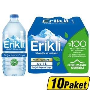 Erikli Doğal Kaynak Suyu 6 x 1 litre Pet Şişe x 10'lu Paket Çok Al Az Öde