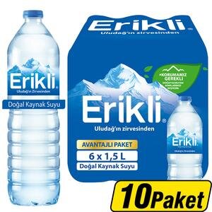 Erikli Doğal Kaynak Suyu 6 x 1,5 litre Pet Şişe x 10 Paket Çok Al Az Öde