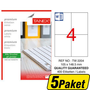 Tanex Tw-2204 Beyaz Sevkiyat ve Lojistik Etiketi 105 mm x 148.5 mm 5 Paket Çok Al Az Öde