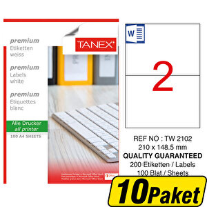 Tanex Tw-2102 Beyaz Sevkiyat ve Lojistik Etiketi 210 mm x 148.5 mm 10 Paket Çok Al Az Öde buyuk 1