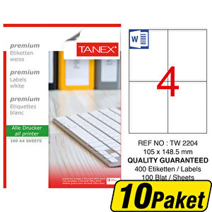 Tanex Tw-2204 Beyaz Sevkiyat ve Lojistik Etiketi 105 mm x 148.5 mm 10 Paket Çok Al Az Öde buyuk 1
