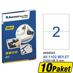 Avansas AV-1102 Beyaz Etiket 210x148,5 mm 2'li x 10 Paket Çok Al Az Öde buyuk 1