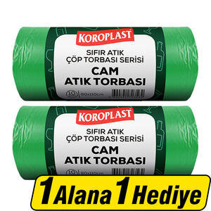 Koroplast Cam Atık Çöp Torbası Jumbo Boy 80 cm x 110 cm Yeşil 10'lu Paket 1 Alana 1 Hediye