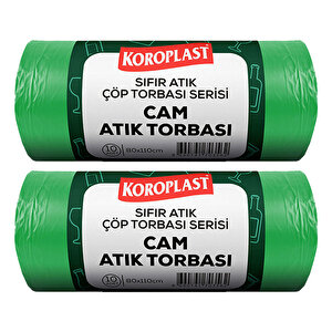 Koroplast Cam Atık Çöp Torbası Jumbo Boy 80 cm x 110 cm Yeşil 10'lu Paket 1 Alana 1 Hediye buyuk 2