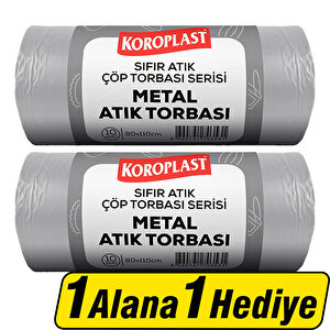 Koroplast Metal Atık Çöp Torbası Jumbo Boy 80 cm x 110 cm Açık Gri 10'lu Paket 1 Alana 1 Hediye buyuk 1