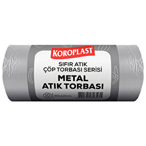 Koroplast Metal Atık Çöp Torbası Jumbo Boy 80 cm x 110 cm Açık Gri 10'lu Paket 1 Alana 1 Hediye buyuk 2