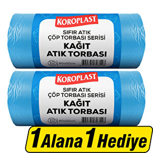 Koroplast Kağıt Atık Çöp Torbası Jumbo Boy 80 cm x 110 cm Mavi 10'lu Paket 1 Alana 1 Hediye buyuk 1