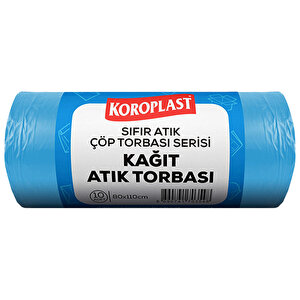 Koroplast Kağıt Atık Çöp Torbası Jumbo Boy 80 cm x 110 cm Mavi 10'lu Paket 1 Alana 1 Hediye buyuk 2