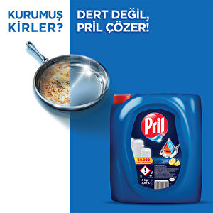 Pril Sıvı Bulaşık Deterjanı Limon 4 kg +  Vileda Rainbow Düz Sünger 10'lu Paket buyuk 4