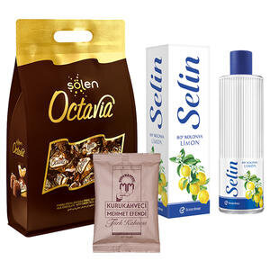 K.K.Mehmet Efendi Türk Kahvesi Poşet 100 g + Şölen Octavia Fındıklı Çikolata 400 g + Selin Limon Kolonyası Pet Şişe 400 ml