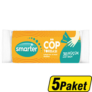 Smarter Çöp Torbası Küçük Boy 40 cm x 50 cm Şeffaf 30'lu x 5 Paket Çok Al Az Öde buyuk 1