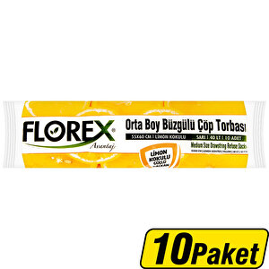 Florex Çöp Torbası Orta Boy 55 cm x 60 cm Sarı Limon Kokulu Büzgülü 10'lu x 10 Paket Çok Al Az Öde buyuk 1