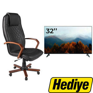 Avansas Deri Makam Koltuğu & Çalışma Sandalyesi Siyah + Awox B243200 HD 32' Led Tv  Hediye
