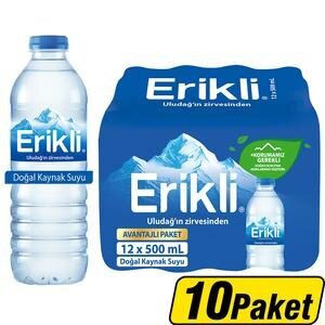 Erikli Doğal Kaynak Suyu 500 ml Pet Şişe 12'li x 10 Paket Çok Al Az Öde