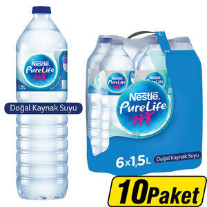 Nestlé Pure Life Doğal Kaynak Suyu 1,5 litre 6'lı x 10 Paket Çok Al Az Öde